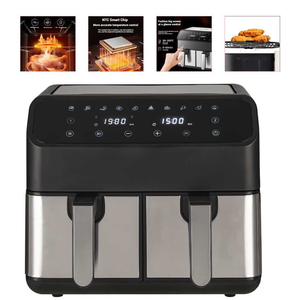 Dual door independent operation 2��4L smart 6-in-1 digital LCD display air fryer