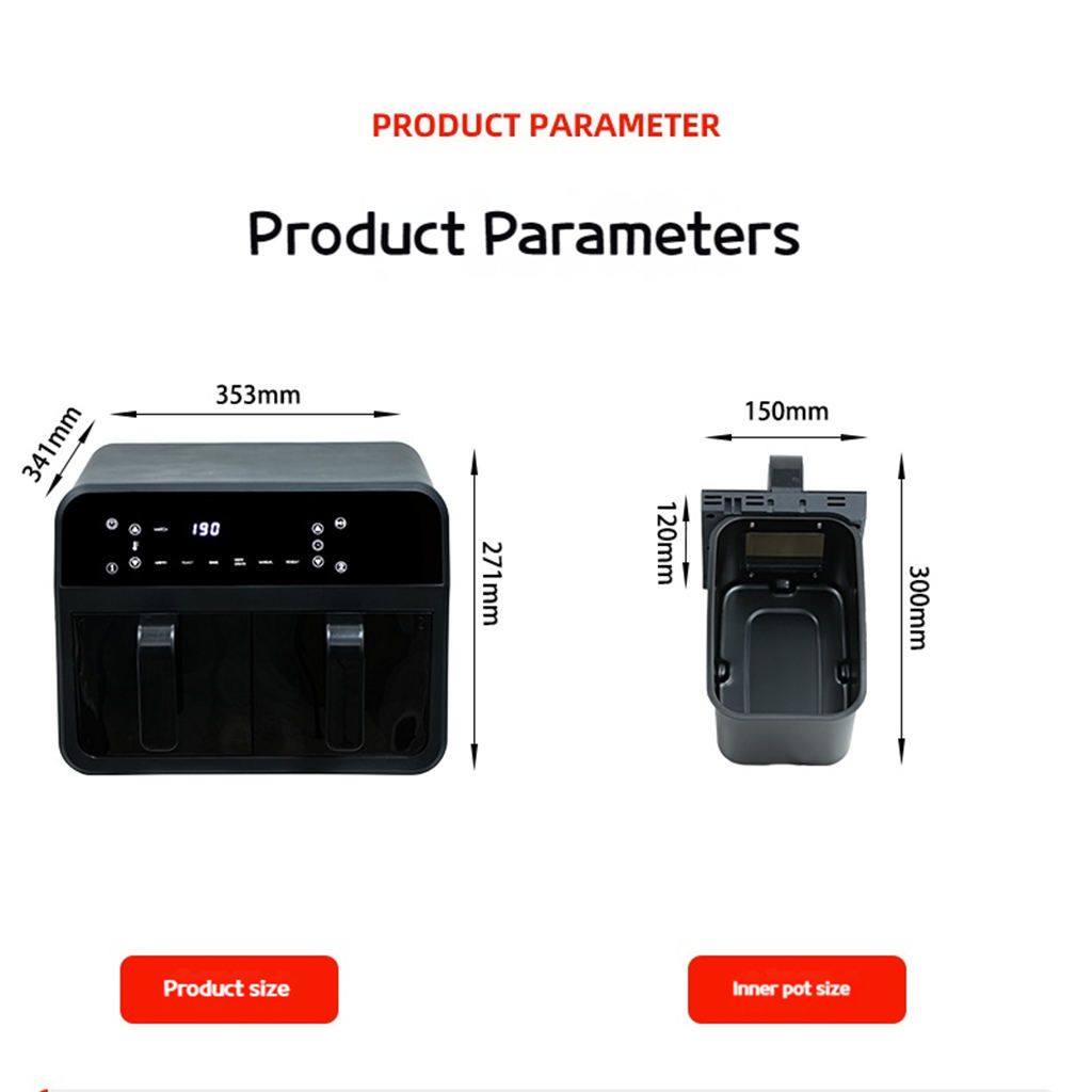 8L Dual Basket Multi-function Electric Air Fryer