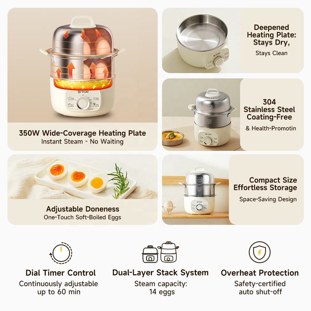 Stainless Steel Egg Boiler Multi-function Steamer Egg Cooker