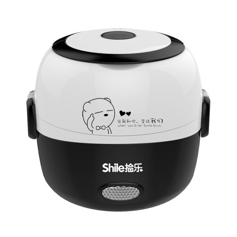 2-Layers Stainless Steel Lunch Box Portable Mini Electric Rice Cooker