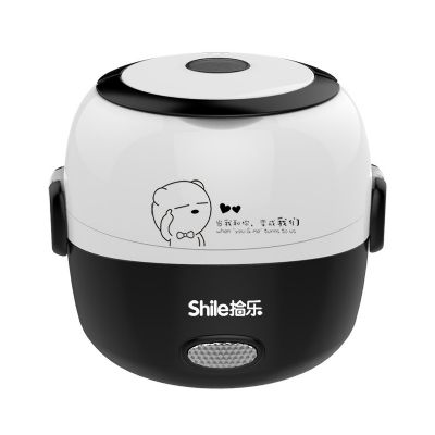 2-Layers Stainless Steel Lunch Box Portable Mini Electric Rice Cooker