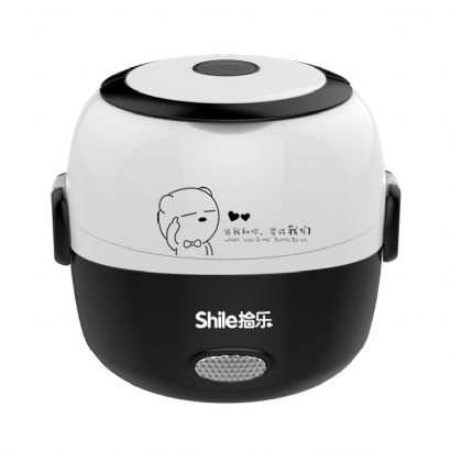 2-Layers Stainless Steel Lunch Box Portable Mini Electric Rice Cooker